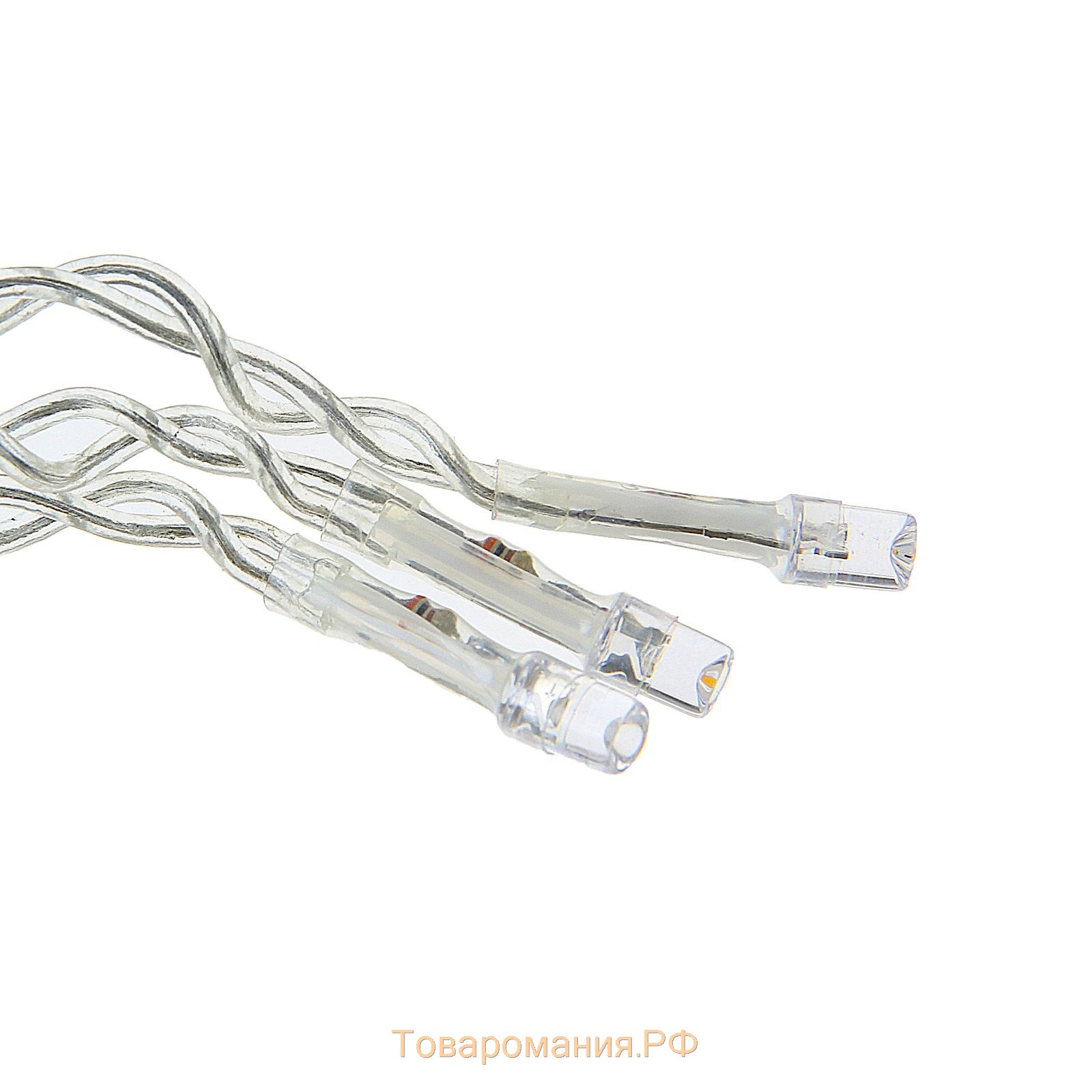 Гирлянда «Бахрома» 3 × 0.6 м, IP44, УМС, прозрачная нить, 160 LED, свечение тёплое белое, 220 В