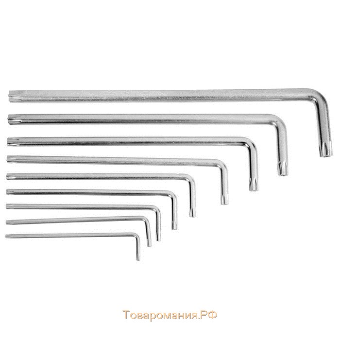 Набор ключей ТУНДРА, TORX Tamper, экстрадлинные, CrV, TT10 - TT50, 9 шт.