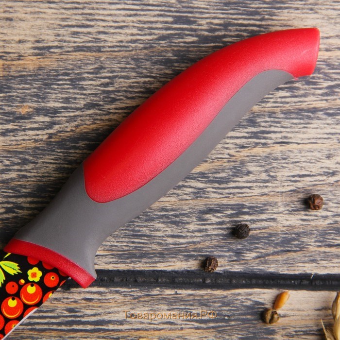 Нож кухонный с антиналипающим покрытием «Русский узор», лезвие 12 см