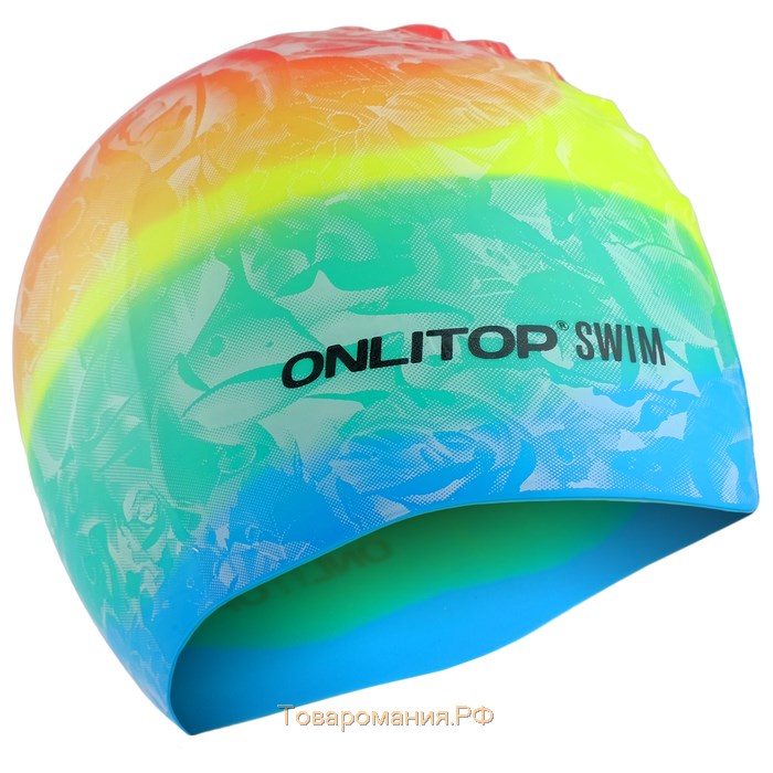 Шапочка для плавания взрослая ONLYTOP Swim, силиконовая, обхват 54-60 см, цвета МИКС