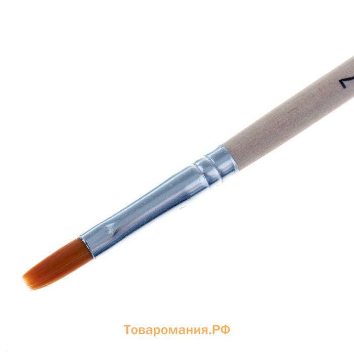 Кисть нейлон № 7, плоская, деревянная ручка