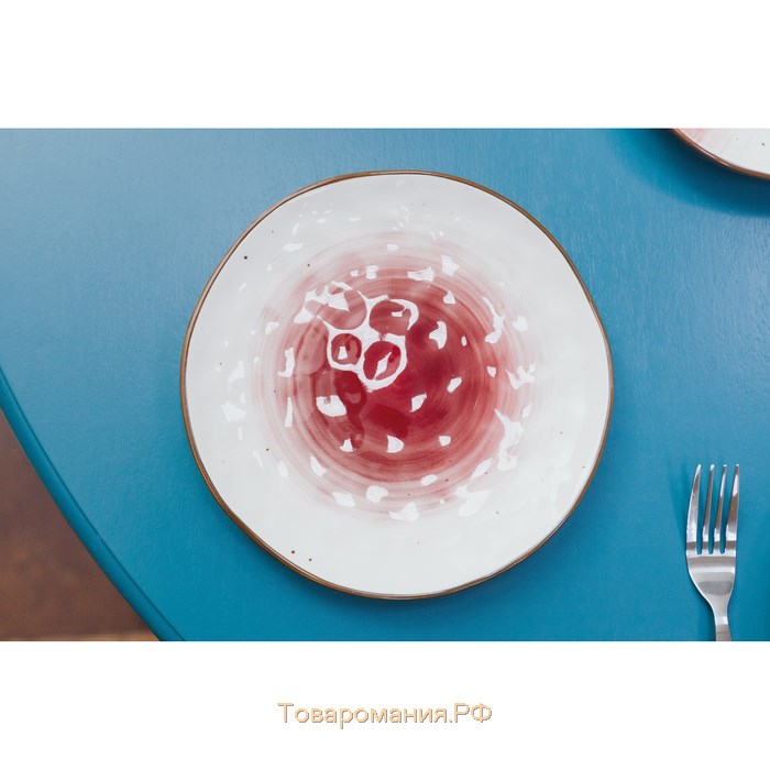 Тарелка фарфоровая «Космос», d=18,5 см, цвет красный