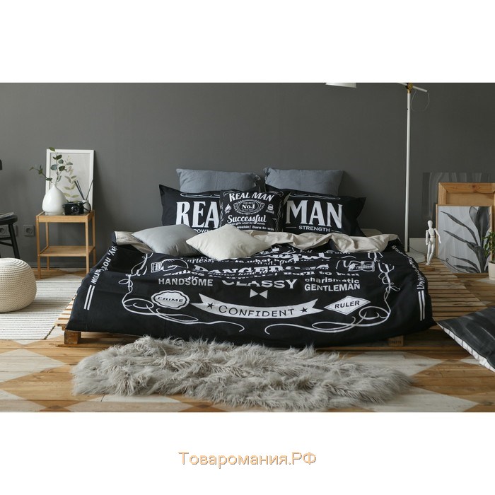 Постельное бельё "" 2 сп Real Man 175х215 см, 200х220 см, 50х70+3 см - 2 шт