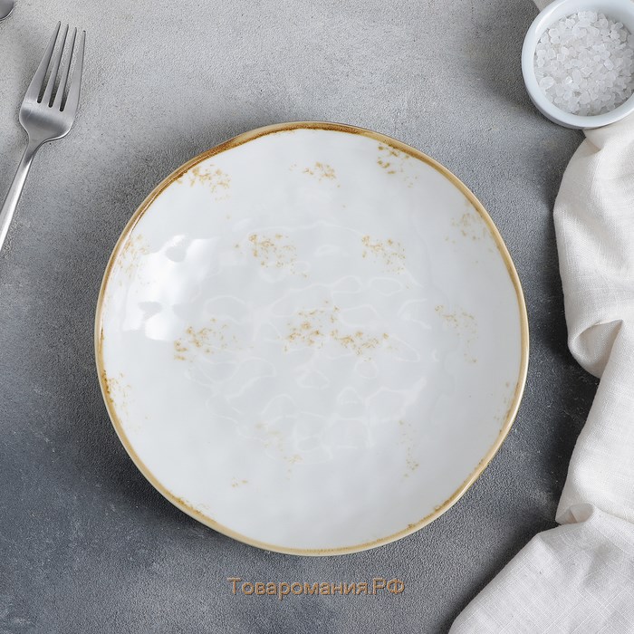 Тарелка фарфоровая глубокая Organic Gold, 670 мл, d=21,5 см, цвет белый
