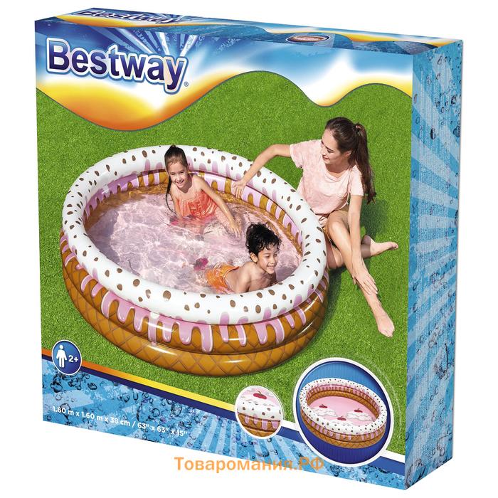 Бассейн надувной Sundae Funday, 160 x 160 х 38 см, 51144 Bestway