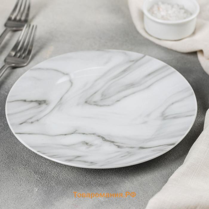 Тарелка керамическая десертная «Мрамор», d=19 см, цвет серый