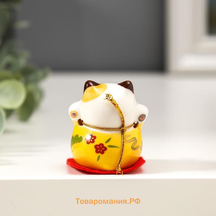 Сувенир кот керамика "Манэки-нэко" h=4,5 см (набор 5 шт)