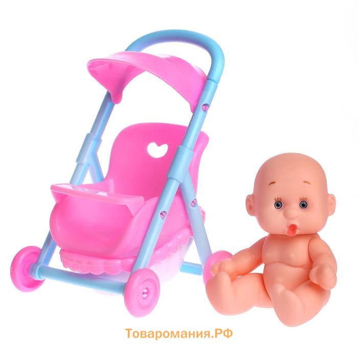 Пупс «Малыш» в коляске, с ванной и аксессуарами, МИКС