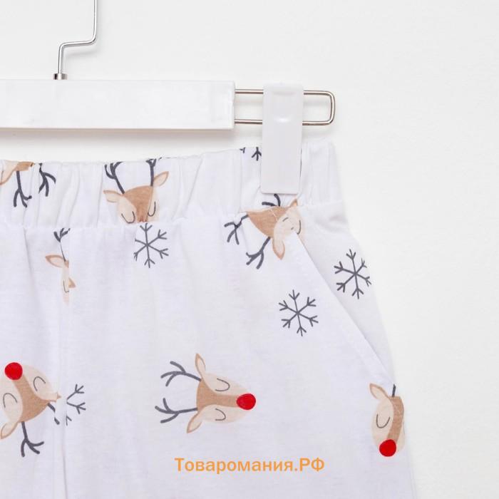 Пижама новогодняя женская (футболка и шорты) KAFTAN "Glintwinter", цвет белый, размер 48-50