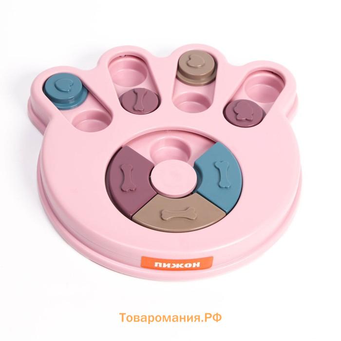 Игрушка интеллектуальная для лакомств "Лапа", 14 х 13,5 х 3 см, розовая