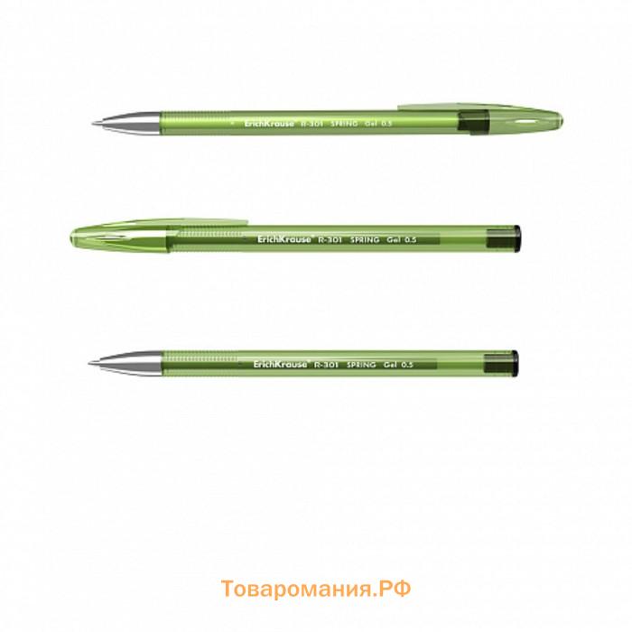 Ручка гелевая ErichKrause R-301 Spring Gel Stick, узел 0.5 мм, чернила чёрные, длина линии письма 600 метров, МИКС