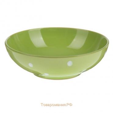 Тарелка керамическая глубокая «Зелёный горох», 700 мл, d=18 см, цвет зелёный