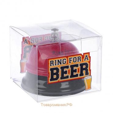 Звонок настольный "Ring for a beer", 7.5 х 7.5 х 6 см, красный