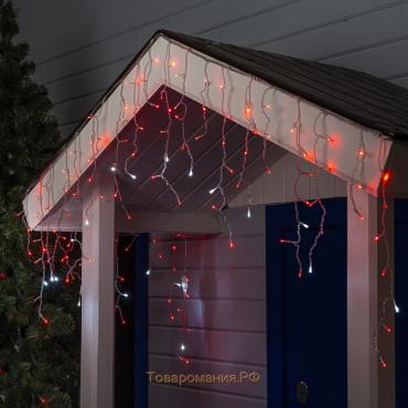 Гирлянда «Бахрома» 3 × 0.6 м, IP44, УМС, прозрачная нить, 160 LED, свечение красное, мерцание белым, 220 В