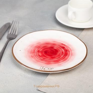 Тарелка керамическая LOVE, Ø 19 см, цвет красный, цвет красный