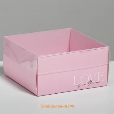 Коробка под бенто-торт с PVC крышкой, кондитерская упаковка «Love», 12 х 6 х 11,5 см