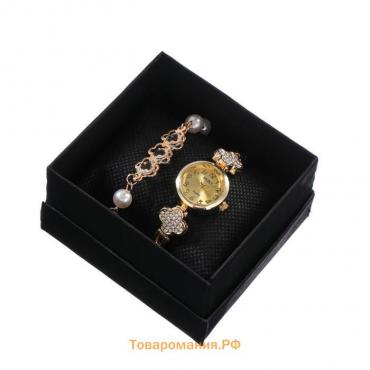 Женский подарочный набор "Наен" 2 в 1: наручные часы, браслет, d-2.5 см