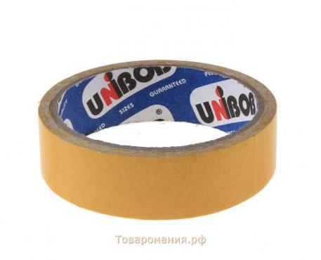 Клейкая лента UNIBOB, двусторонняя, ткан основа, 25 мм х 5 м