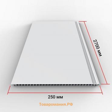 Панель ПВХ Slim 5 мм Premium белая глянц- лак, 2700х250х5 мм