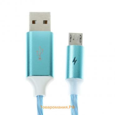 Кабель MYBIT, microUSB - USB, динамическая LED подсветка, 2 А, 1 м, только зарядка