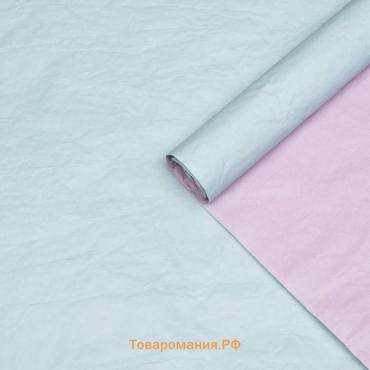 Бумага для упаковок, UPAK LAND, жатая, эколюкс, двухцветная, голубая, розовая, двусторонняя, рулон 1 шт., 0,7 х 5 м