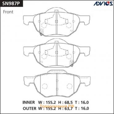 Дисковые тормозные колодки ADVICS SN987P