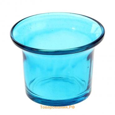 Подсвечник стекло 4,7 x 6,2 x 6,2 см "Глянец", голубой